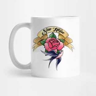 Colorful Tattoo with Swallow Rose and Ribbon Mug